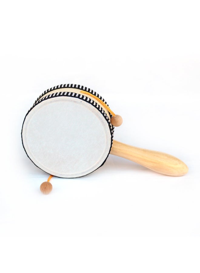 Children's Rattle Toys Wooden Toys Baby Hand Drum Spot-Color:White 10cm Imitation Sheepskin Rattle - Image 1