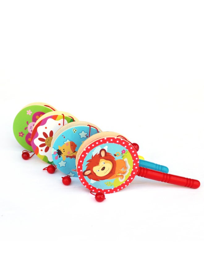 Children's Rattle Toys Wooden Toys Baby Hand Drum Spot-Color:White 10cm Imitation Sheepskin Rattle - Image 3