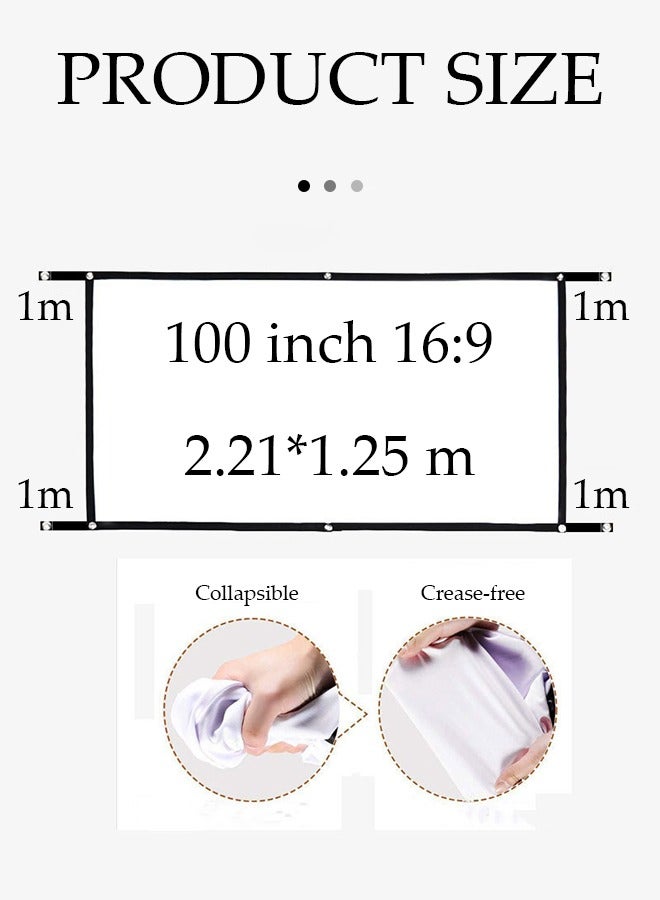 DUNISO Projector screen, outdoor high definition portable projector screen, polyester black edge soft screen, foldable, suitable for offices, outdoor，homes (16:9，100 inch） - Image 3