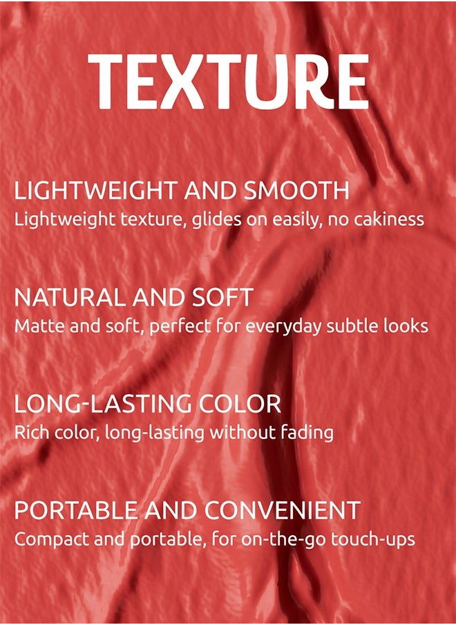 Pocket Blush 04, Long Lasting Smooth Lipstick Blush Stick, Matte Highly Chroma Blusher Paste, Waterproof Blusher Cream - 7.5G