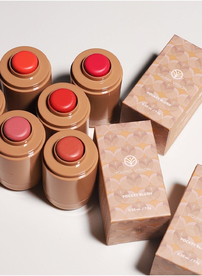 Pocket Blush 04, Long Lasting Smooth Lipstick Blush Stick, Matte Highly Chroma Blusher Paste, Waterproof Blusher Cream - 7.5G