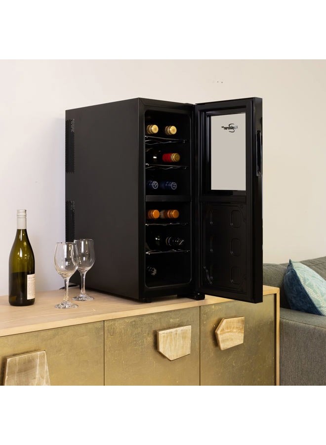 Koolatron WC12DZ, Dual Zone Thermoelectric Cooler 12 Bottle Capacity with Digital Temperature Controls-Wine Cellar with Quiet Cooling Power and 4 Removable Shelves, Black/Silver - Image 3