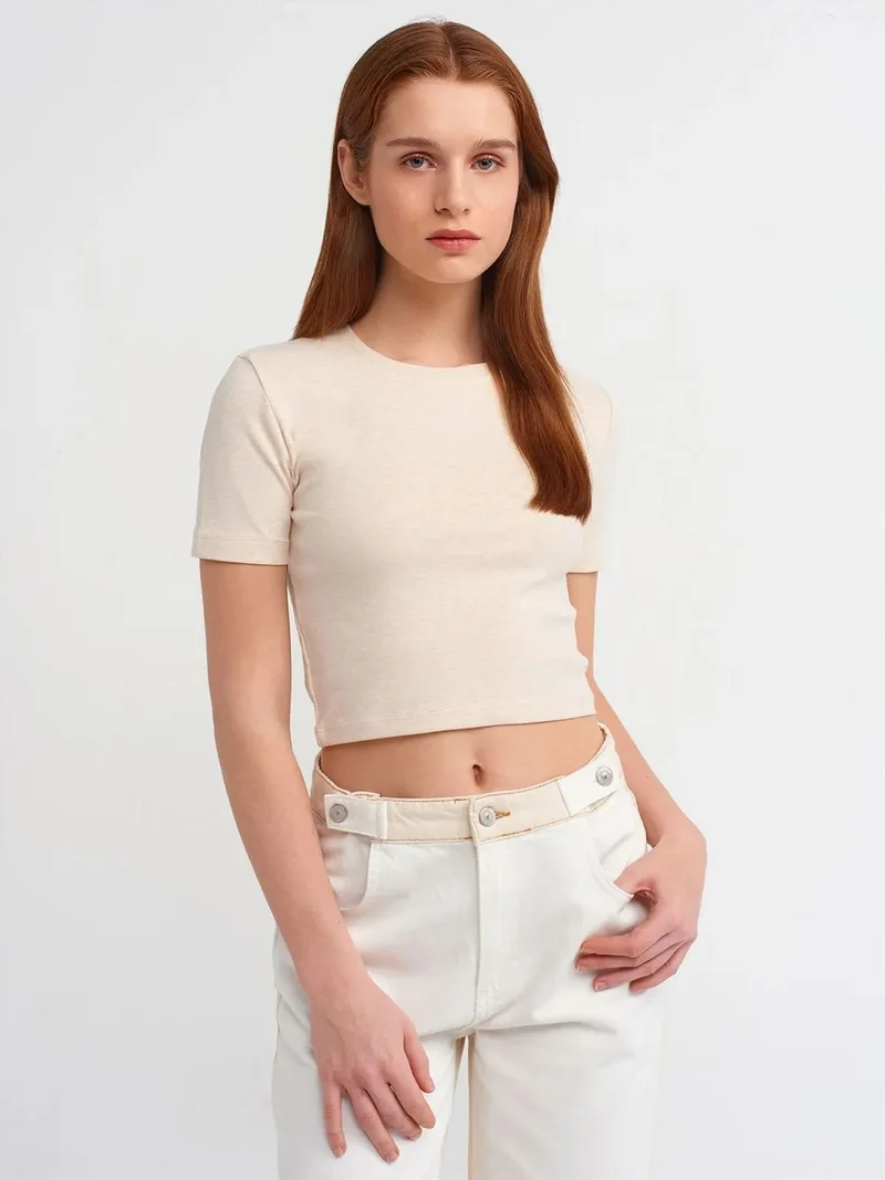 ديلفين Dilvin Women's Slim Fit Crop T-Shirt