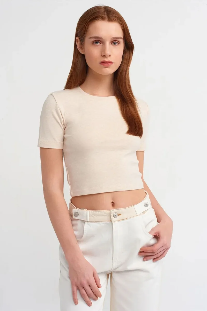DILVIN Women's Slim Fit Crop T-Shirt