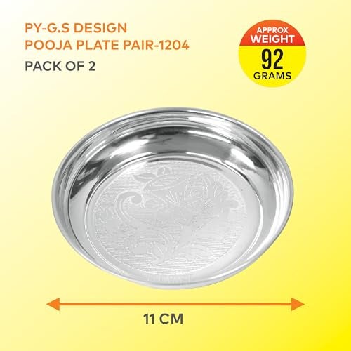 POSHIFY German Silver Pooja Thali Pack of 2, Pooja Plates, Home Decor, Meditation, Yoga, Silverware, Diwali Decorations, Diwali Gift, Wedding Gift, Puja Samagri, Pooja Set, Thali - 1204 - Image 2