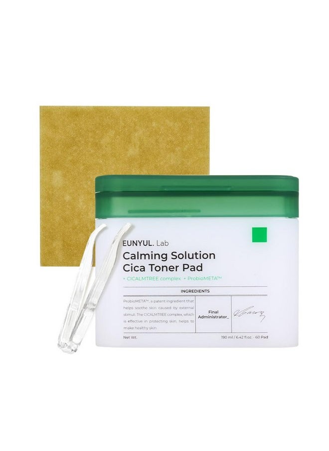 Eunyul EUNYUL. Lab Calming Solution CICA Toner Pad [6.43 fl. Oz. / 190ml] 60 Pads Face Toner Pads, Korean Skincare with Vegan Certificated Cotton Pad  - Image 1