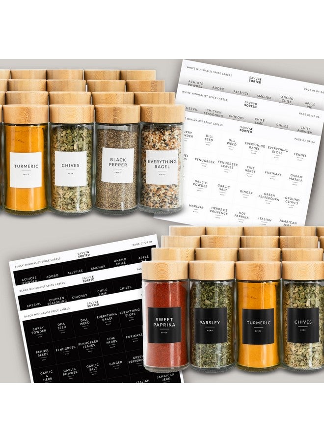 Savvy & Sorted SAVVY & SORTED Glass Spice Jars with Label, 24PK Round Bamboo Jar Spices Set 4oz, 374 Spice Labels, Pepper Grinder, Empty Herb Seasoning Containers, Funnel and Shaker Lids  - Image 5