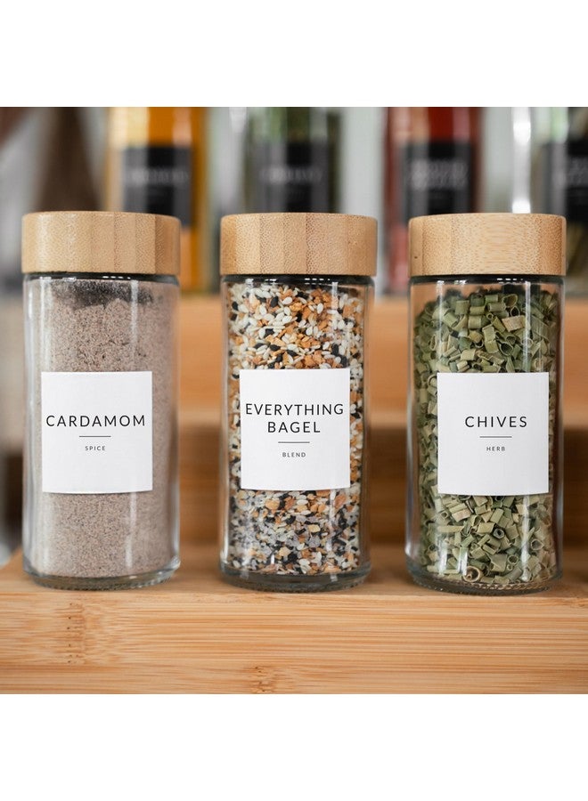 Savvy & Sorted SAVVY & SORTED Glass Spice Jars with Label, 24PK Round Bamboo Jar Spices Set 4oz, 374 Spice Labels, Pepper Grinder, Empty Herb Seasoning Containers, Funnel and Shaker Lids  - Image 4