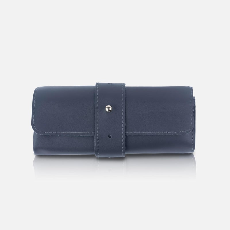 Folk Creations Vegan Leather Watch Roll – 4‑Slot Travel Case, Compact Snap Closure, Grey - Image 1