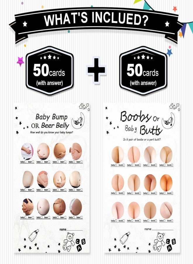 OLOUTAB Baby Shower Games for Boy or Girl-2 Games(50 of Each),Double-Sided,Thick Cardboard,Fun,Hilarious,and Easy to Play,with Answer Keys - Image 2