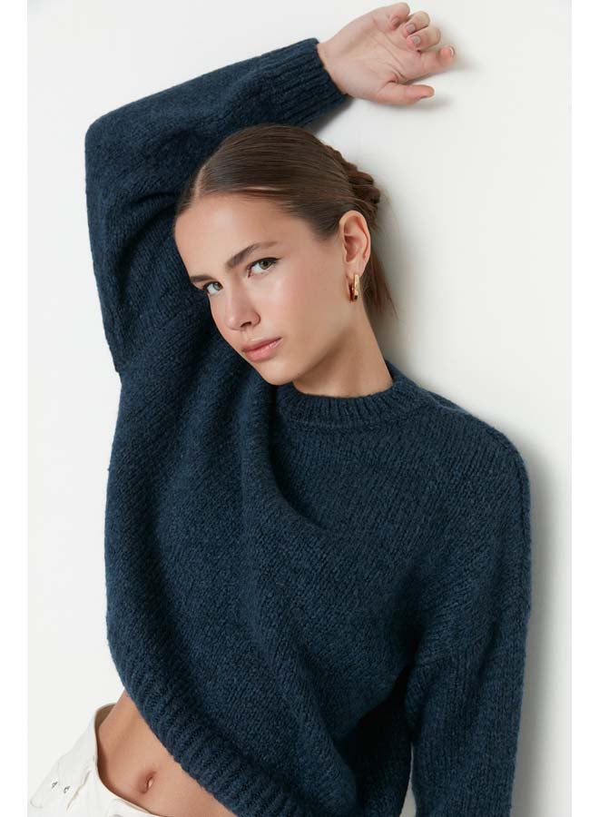 trendyol Blue Wide Fit Soft Textured Basic Knitwear Sweater TWOAW23KZ00185  - Image 1