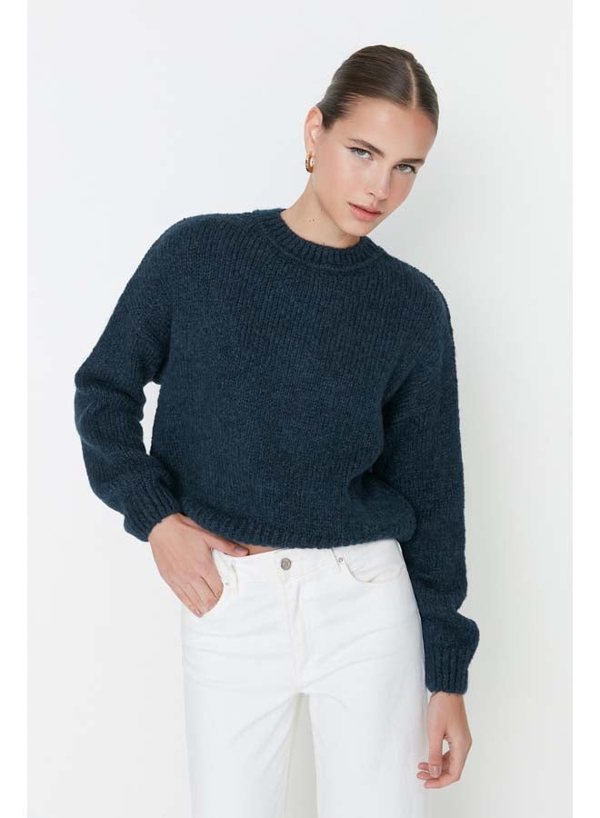 trendyol Blue Wide Fit Soft Textured Basic Knitwear Sweater TWOAW23KZ00185  - Image 2