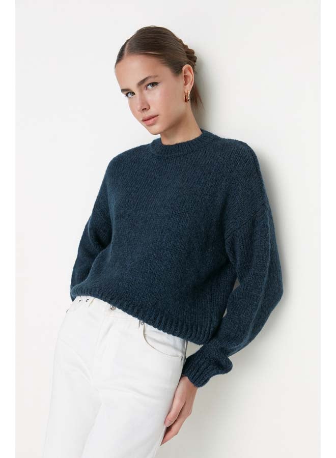 trendyol Blue Wide Fit Soft Textured Basic Knitwear Sweater TWOAW23KZ00185  - Image 3