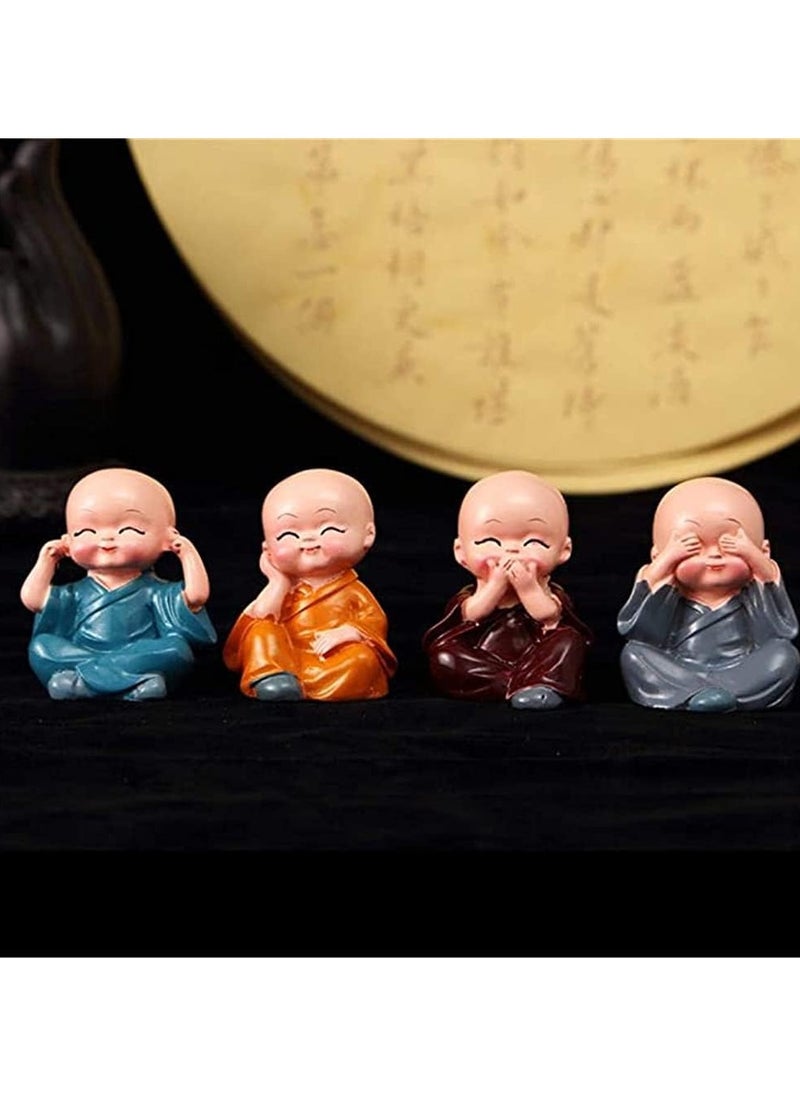 Little Resin Monk Figurines - Set of 4