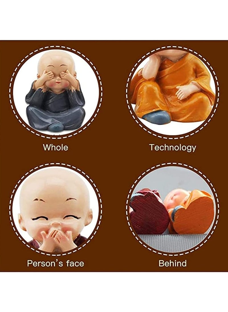 Little Resin Monk Figurines - Set of 4