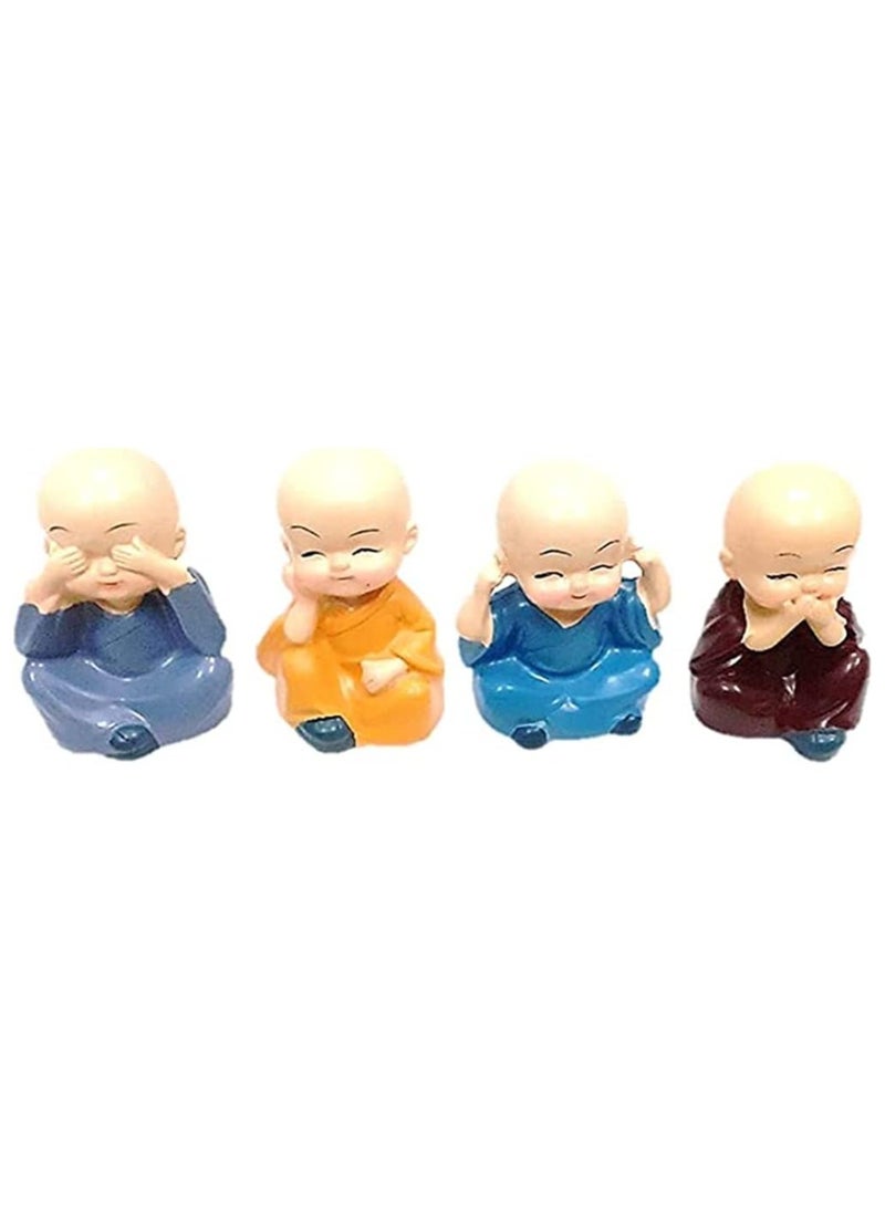 Little Resin Monk Figurines - Set of 4