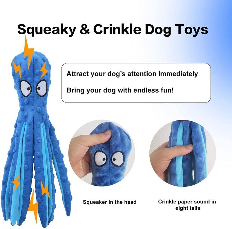N.C NC Dog Squeak Toys No Stuffing Crinkle Plush Dog Toys for Puppy Teething, Durable Interactive Dog Chew Toys for Small to Medium Dogs Training and Reduce Boredom, 2 Pack (Blue+Purple) - Image 5