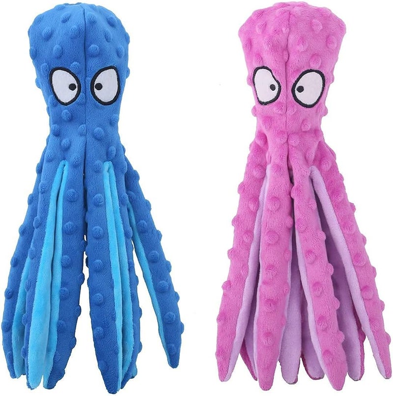N.C NC Dog Squeak Toys No Stuffing Crinkle Plush Dog Toys for Puppy Teething, Durable Interactive Dog Chew Toys for Small to Medium Dogs Training and Reduce Boredom, 2 Pack (Blue+Purple) - Image 1