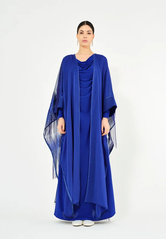 ذوق Beautiful Chiffon Jalabiya With Round Nekline And Kimono Sleeves