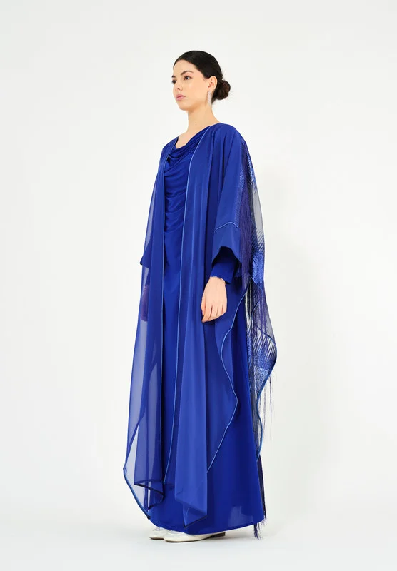 ذوق Beautiful Chiffon Jalabiya With Round Nekline And Kimono Sleeves