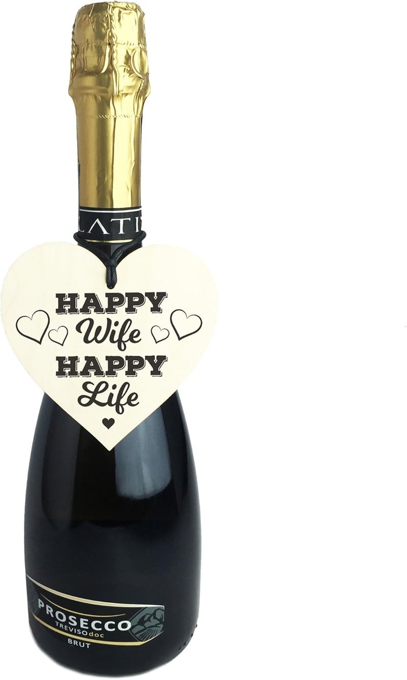 RED OCEAN Happy Wife Happy Life Novelty Wooden Hanging Heart Love Plaque - Image 3
