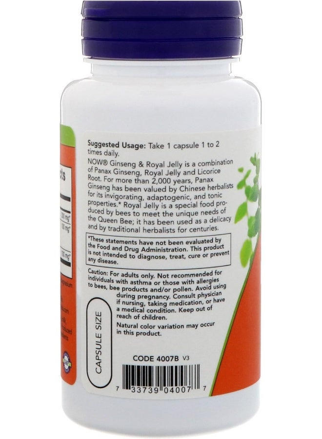 now NOW Foods Ginseng & Royal Jelly Caps. 90's  - Image 3