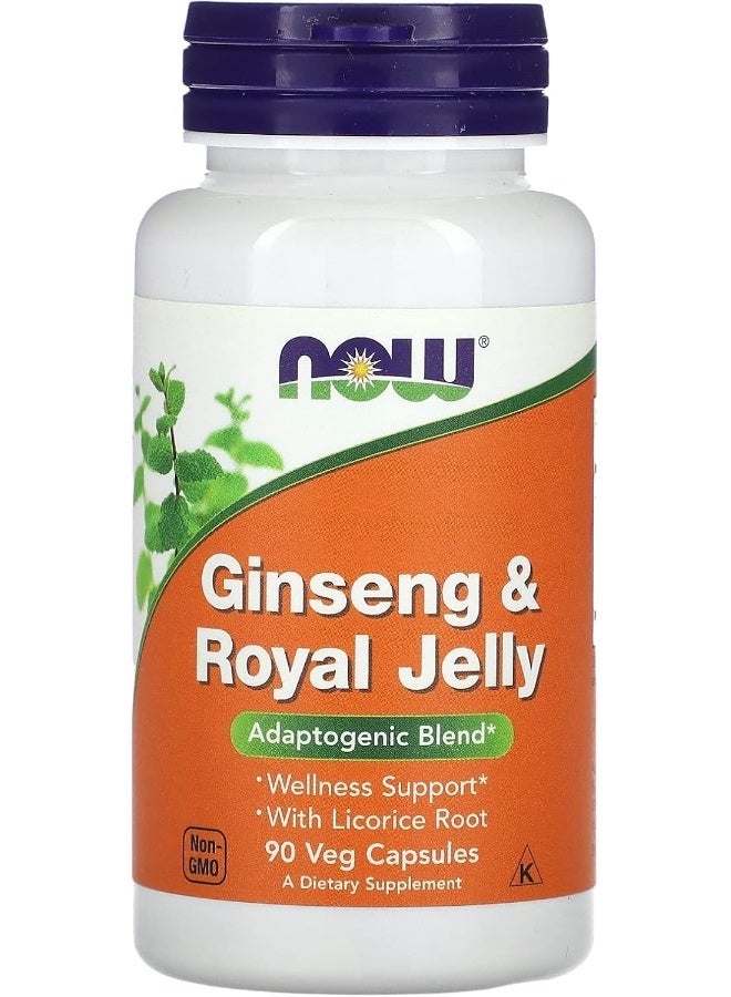 now NOW Foods Ginseng & Royal Jelly Caps. 90's  - Image 1