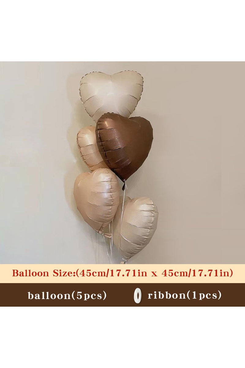 Heart 18inch Chocolate 5PCS 18-inch retro cream love caramel chocolate heart-shaped balloon decorati