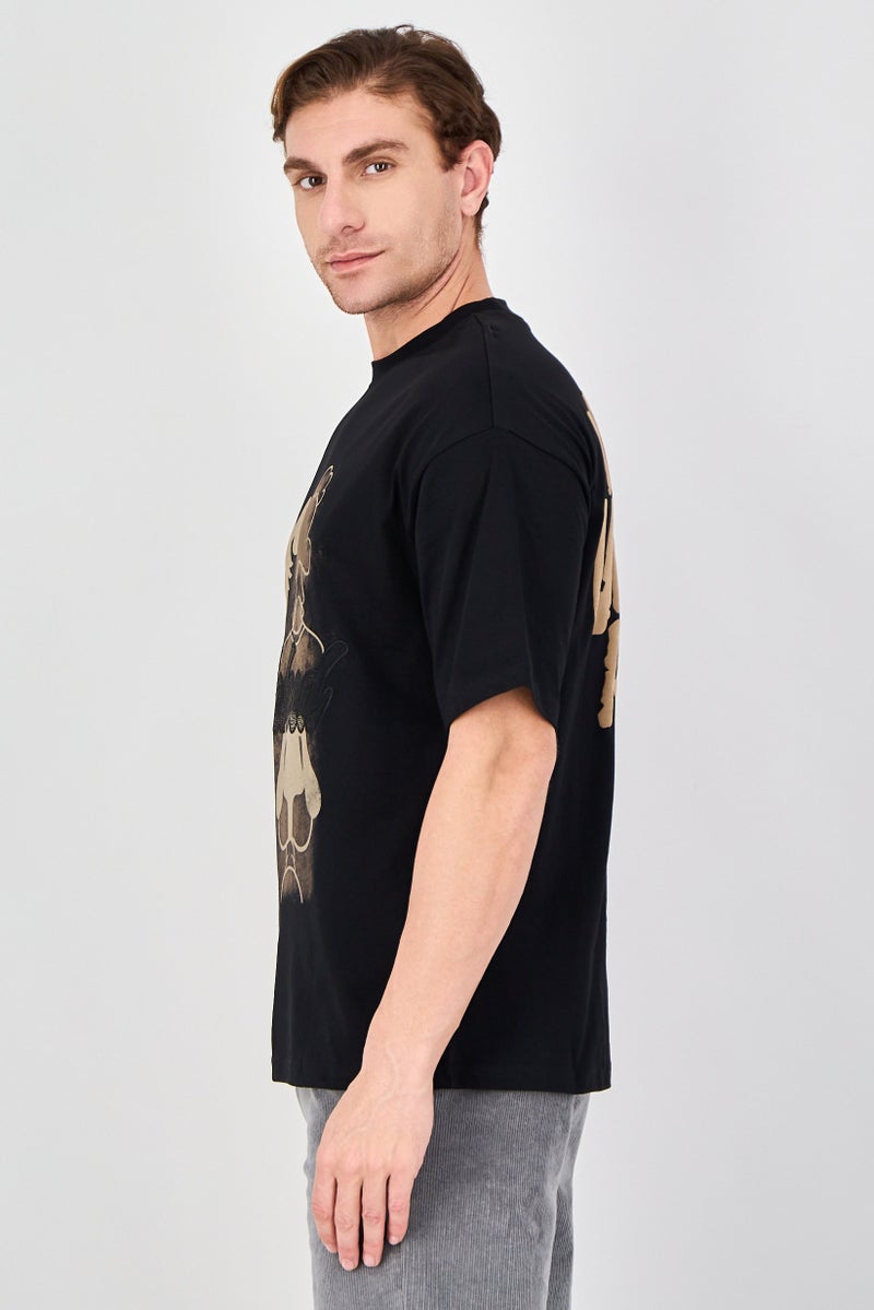 Ketch Men Crew Neck Short Sleeve Graphic Print T-Shirt, Black - Image 2