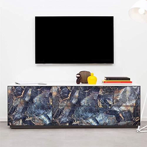 Elton Premium Blue Marble Gloss Marble Furniture Film Interior Film Wallpaper for Cupboard Door, Almirah, Fridge, Tabletop, Wall, Floor, DIY & Other Renovation Projects : 16 X 60 Inch - Image 4