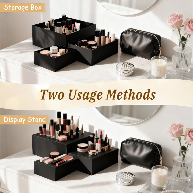 Youjoitim 8Pcs Buffet Risers, Large Food Risers for Buffet Table, Acrylic Cube Boxes Display Nesting Risers with Hollow Bottoms, Dessert Cake Display Stand Riser Set for Party Jewelry Collectibles Black (3",4",5",6",7",8",9",10") - Image 5