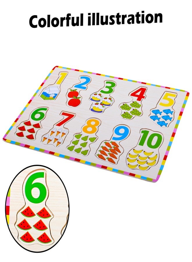 ويش كي لعبة أحجية لوحة الأرقام من ويشكي مع رسومات توضيحية، مونتيسوري للأطفال في مرحلة ما قبل المدرسة، أحجيات تعليمية خشبية للتعلم المبكر، متعددة الألوان، 3 سنوات فأكثر (عبوة من قطعة واحدة) - Image 4