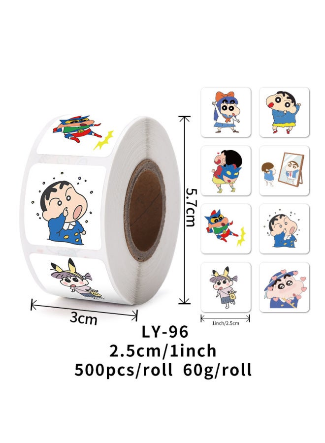 Liyuan Crayon Small New Square Sealing Stickers 500pcs/roll Coated Paper Adhesive Sticker Cartoon Children Stickers - Image 1