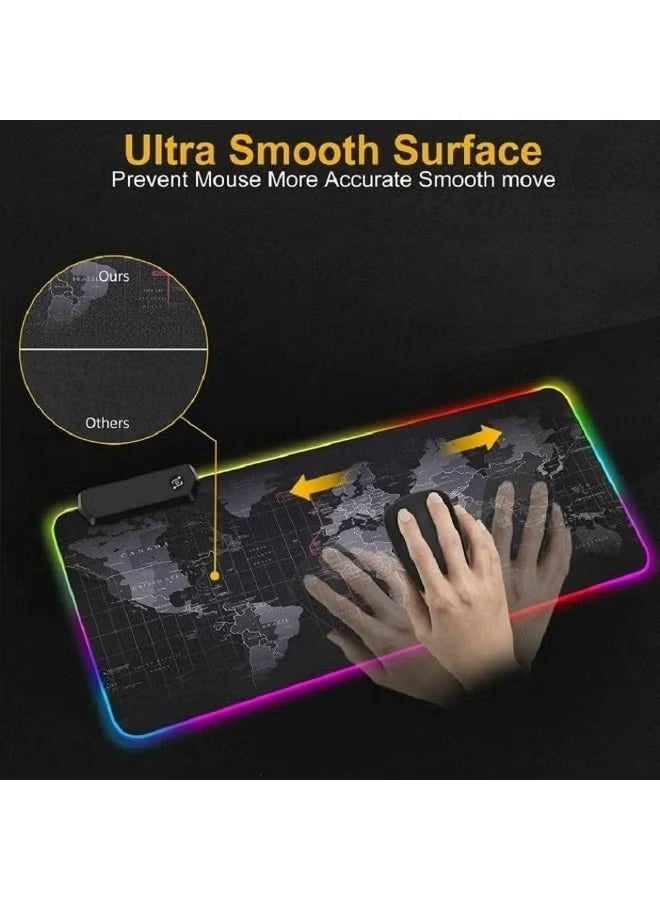 عام لوحة ماوس ألعاب RGB ذات خريطة العالم مقاس XL مطاطية مزودة بمنفذ USB سلكي للفأرة ولوحة المفاتيح - Image 2