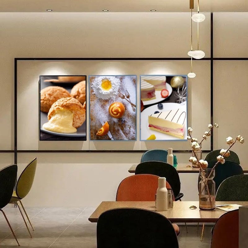 MOAAD صندوق إعلانات LED رفيع A5 معروض مضاء لعرض الملصقات في المقاهي والمطاعم وشاشات عرض ملصقات الأفلام بإطار من الألمنيوم وزجاج مقسى (A5) - Image 5