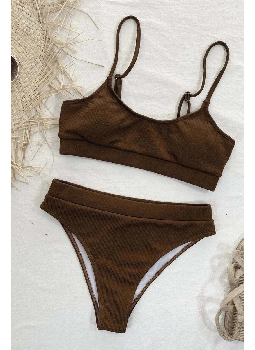 Angelsin High Waist Twill Bikini Bottom