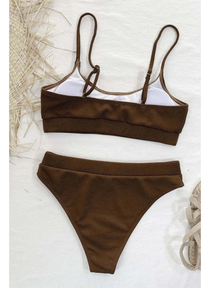 Angelsin High Waist Twill Bikini Bottom