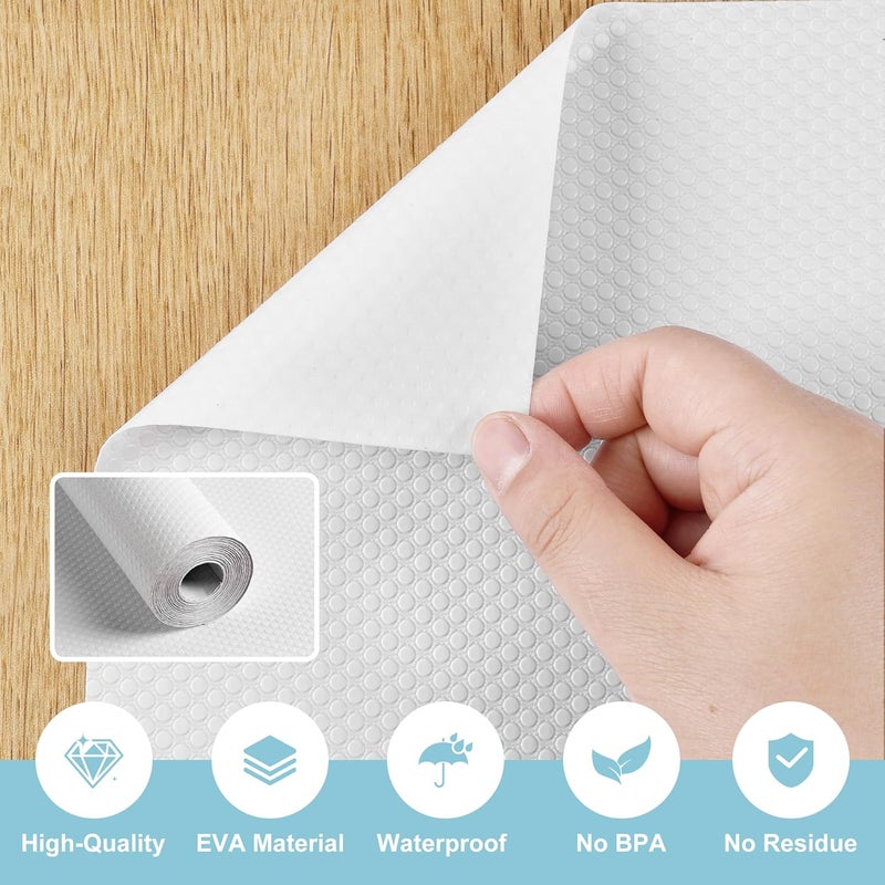 PaBUSIOr Self Adhesive White Shelf Liner - Peel and Stick Cabinet Paper - 11.8 in x 24 FT Non-Slip, Waterproof, Removable, Drawers Liners for Pantry Shelves, Countertops - Image 4