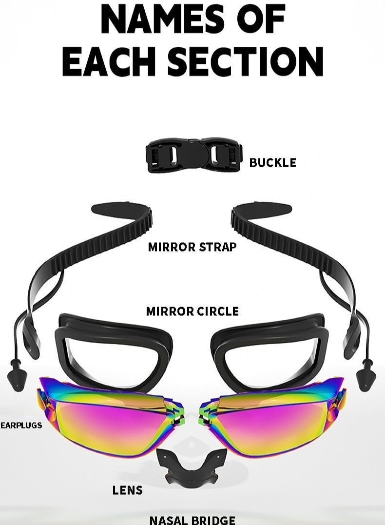 أكسبيه 5 في 1 نظارات سباحة مضادة للضباب -مجموعة النظارات المزودة بغطاء سباحة، سدادات الأذن، مشبك الأنف، نظارات مقاومة للتسرّب -نظارات سباحة مقاومة للماء يمكن أن تحجب الأشعة فوق البنفسجية بفعالية -ملائمة للرجال والنساء (وردي اللون) - Image 2