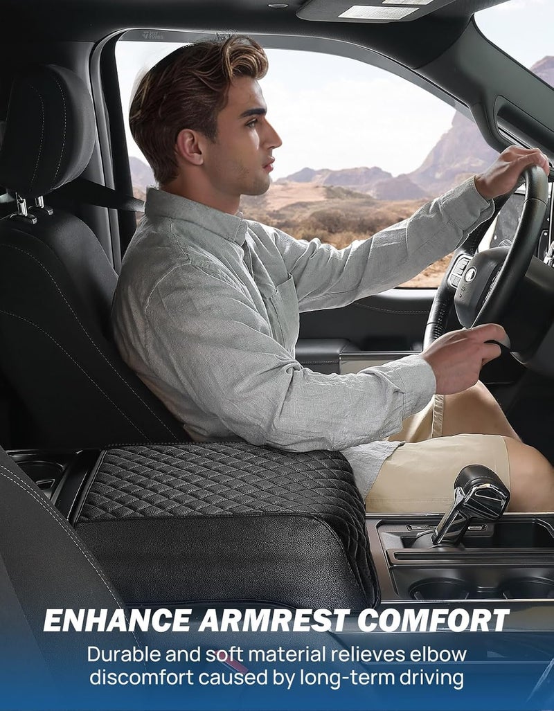 جوي توتوس غطاء وحدة التحكم المركزية من JOYTUTUS المتوافق مع فورد F150 2015-2020، وفورد F250 وF350 وF450 2017-2022، وفورد إكسبيديشن 2018-2024، وسادة وحدة التحكم المركزية بذراع من الجلد (للمقاعد الدلو فقط) - Image 4