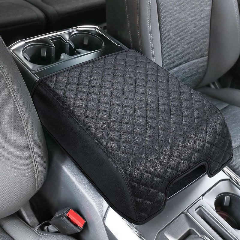 جوي توتوس غطاء وحدة التحكم المركزية من JOYTUTUS المتوافق مع فورد F150 2015-2020، وفورد F250 وF350 وF450 2017-2022، وفورد إكسبيديشن 2018-2024، وسادة وحدة التحكم المركزية بذراع من الجلد (للمقاعد الدلو فقط) - Image 1