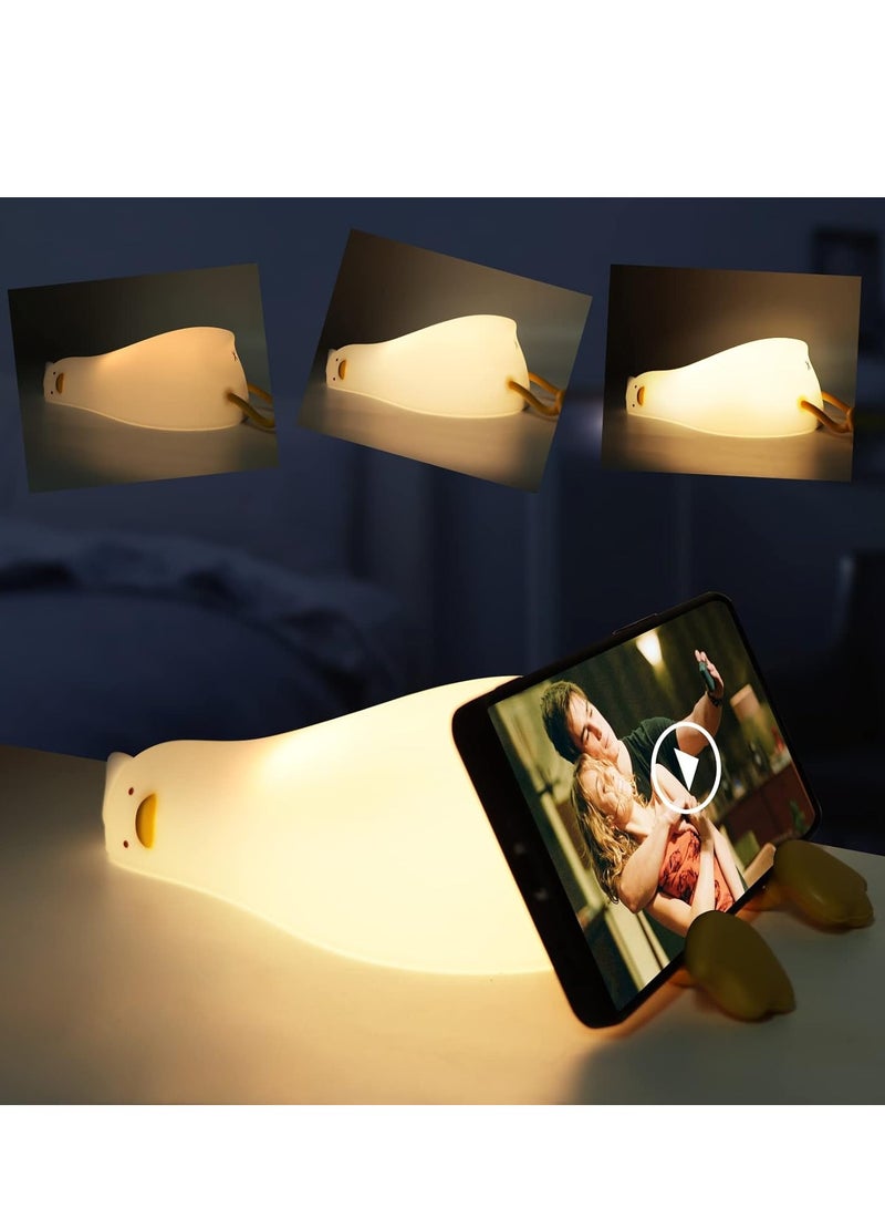 ELTRAZONE Duck Lamp Lying Flat Duck Night Light for Kids – 3-Speed Adjustable Light, Smart Bedside Lamp with Flap Sensor, Silicone Rechargeable Night Warm Light, 30-Minute Timer, Soft and Safe Lighting for Children's Room - Image 2