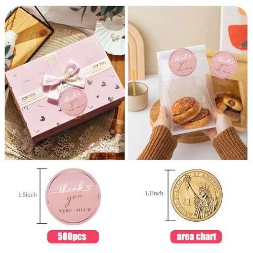 IBAKE 500 PCS Thank You Stickers 1.5 Inch – Blush Pink with Rose Gold Foil | Waterproof, Tear-Resistant Labels for Small Business, Packaging, Envelopes, Boxes, Cards, Gifts, Orders, Wedding Supplies - Image 2