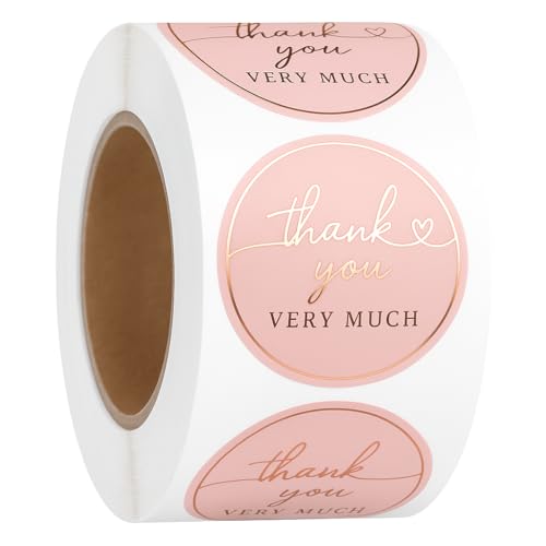 IBAKE 500 PCS Thank You Stickers 1.5 Inch – Blush Pink with Rose Gold Foil | Waterproof, Tear-Resistant Labels for Small Business, Packaging, Envelopes, Boxes, Cards, Gifts, Orders, Wedding Supplies - Image 1