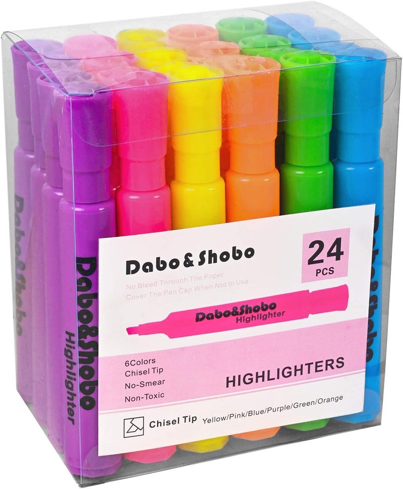 Dabo&Shobo Dabo & Shobo Highlighters Set of 24,Colored Markers And Beautiful Combination Set Liquid Ink Fast Drying And Not Easy To Fade Are Suitable For Classroom, Office And Shop Short Style - Image 1