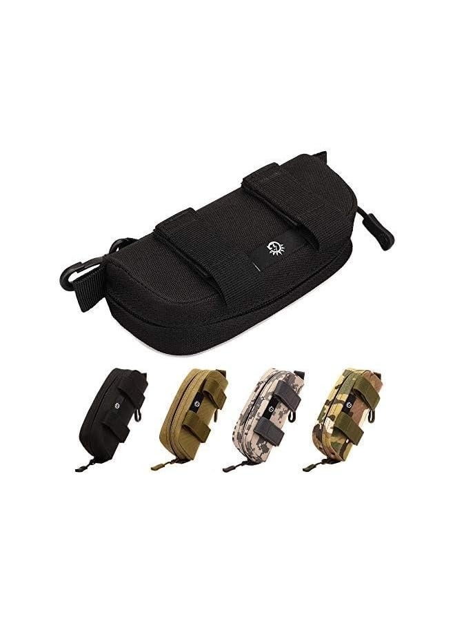 PROMASS Sunglasses Hard Case, Portable Molle Zipper Nylon Eyeglasses Carrying Case with Clip, Shockproof Protective Box, Men Nylon Waist Belt Sunglasses Pack, Outdoor Clutch Bag with Clip(black)  - Image 1
