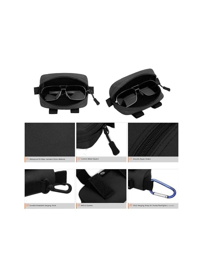 PROMASS Sunglasses Hard Case, Portable Molle Zipper Nylon Eyeglasses Carrying Case with Clip, Shockproof Protective Box, Men Nylon Waist Belt Sunglasses Pack, Outdoor Clutch Bag with Clip(black)  - Image 4