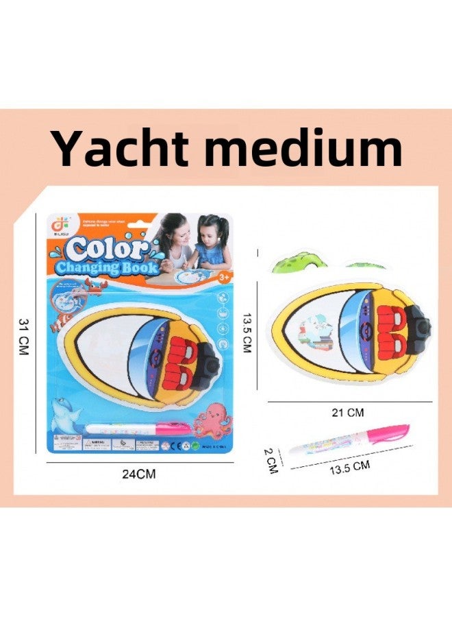 Children's EVA Color Changing Cloth Book Baby Summer Water Play Toy Color Educational Early Education Color Changing Bath Book-Color:Yacht-Medium  - Image 1