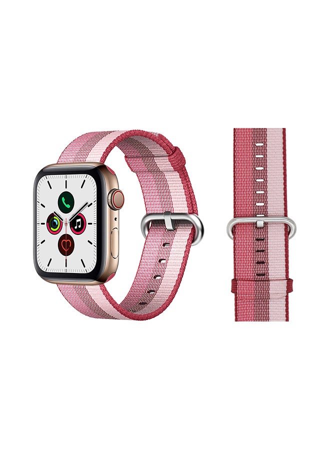 Perfii Round Buckle Nylon Replacement Band For Apple Watch Series 5/4/3/2/1 Berry Pink - Image 1
