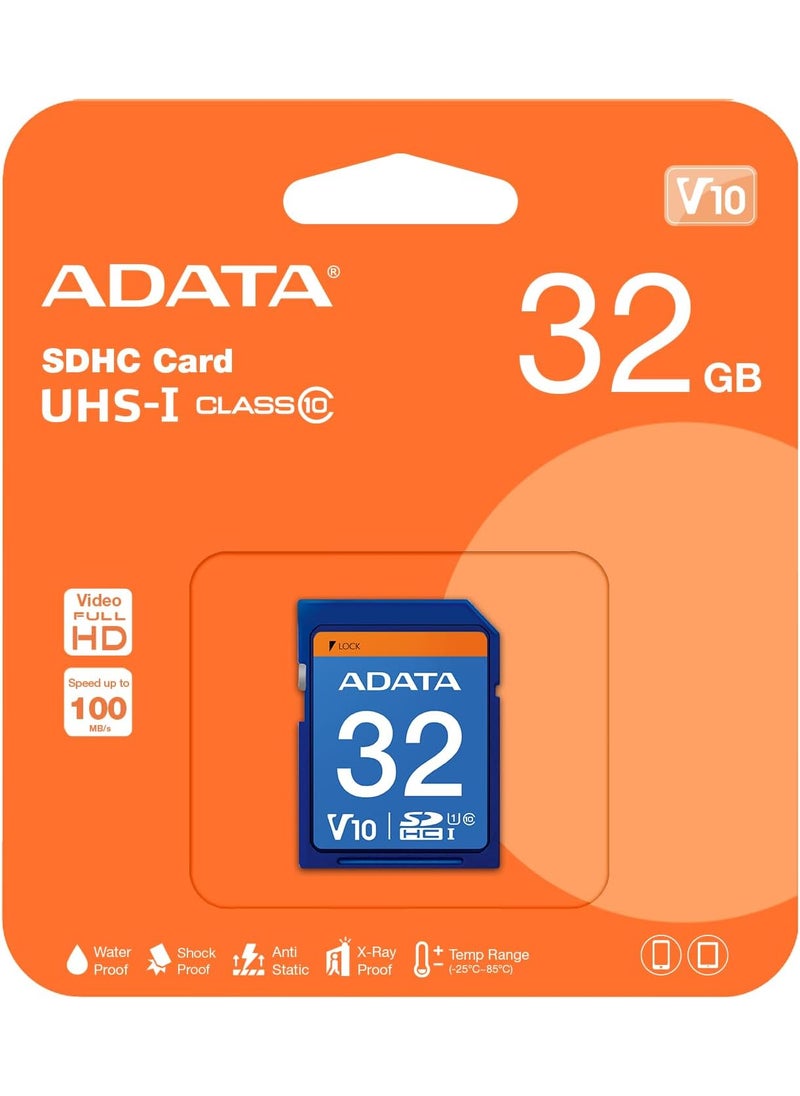 ADATA ADATA Premier 32GB SDHC UHSI U1 Memory Card ASDH32GUICL10R  - Image 1